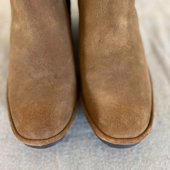 Fly London Leather Phil Camel Suede Mid Wedge Chelsea Ankle Boots Sz 7.5 -8 - Picture 3 of 13